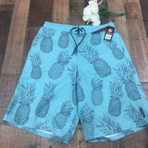 NWT Airwalk Turquoise Pineapple Print Swim Trunks